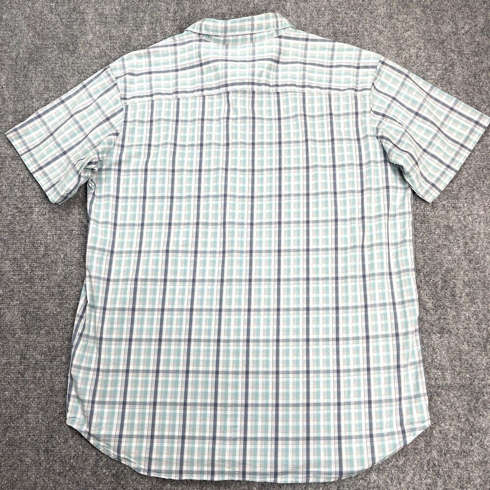 Columbia Shirt Mens Size Large Short Sleeve Button Front Blue Green Plaid - Picture 2 of 8